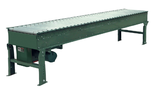 Dark green Hytrol line shaft conveyor